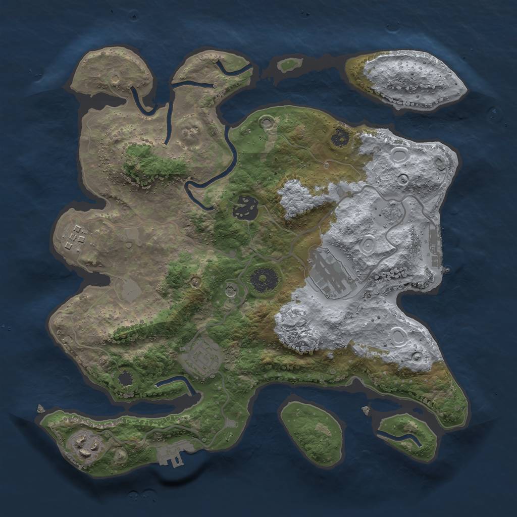 Rust Map: Procedural Map, Size: 3000, Seed: 1035429, 12 Monuments