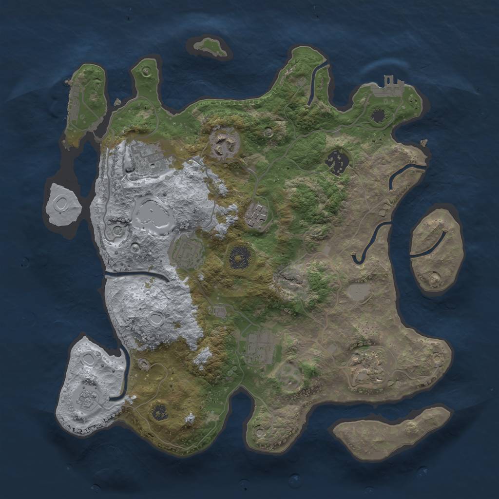 Rust Map: Procedural Map, Size: 3250, Seed: 1924065857, 14 Monuments
