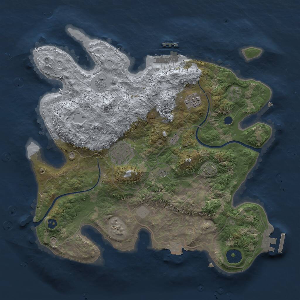 Rust Map: Procedural Map, Size: 3000, Seed: 1836193713, 8 Monuments