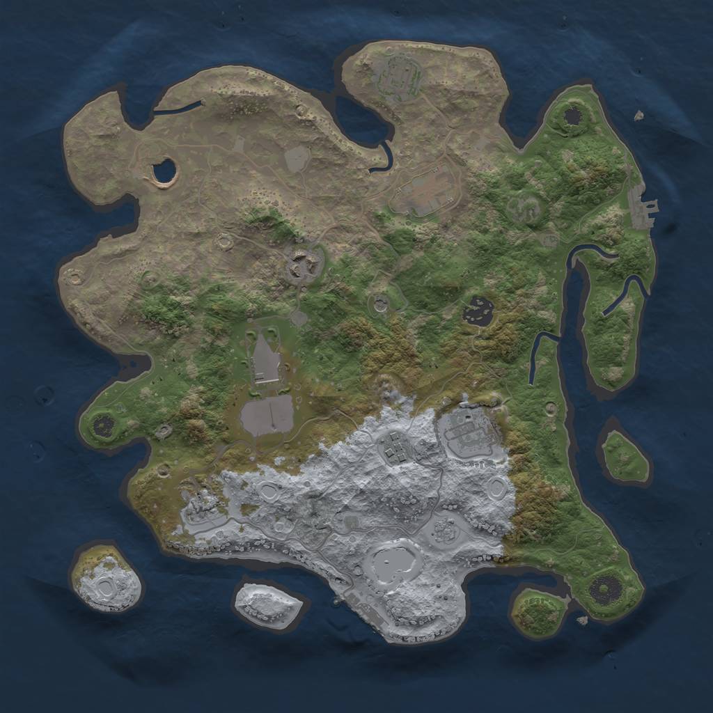Rust Map: Procedural Map, Size: 3500, Seed: 1875455277, 16 Monuments