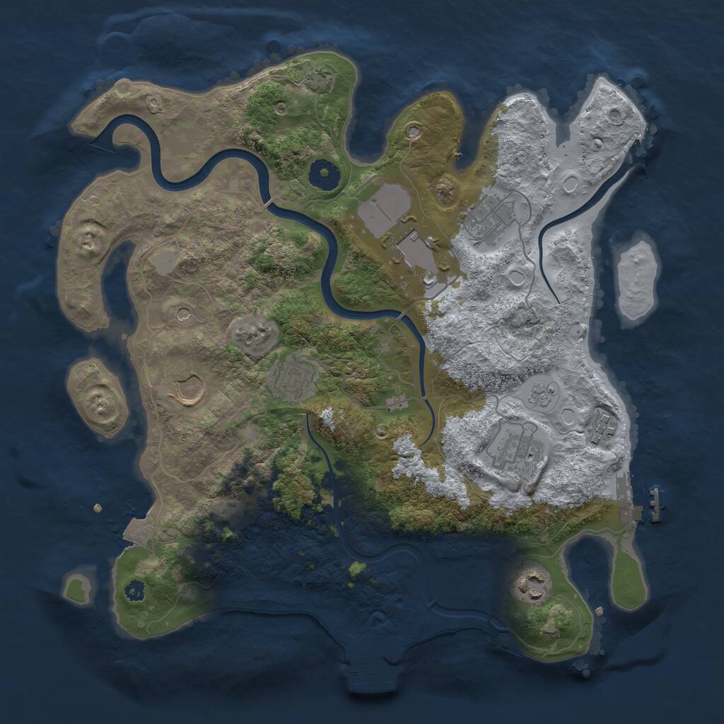 Rust Map: Procedural Map, Size: 3500, Seed: 2244602, 13 Monuments