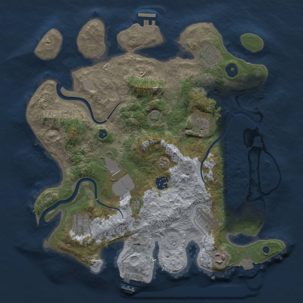 Rust Map: Procedural Map, Size: 3500, Seed: 901627555, 14 Monuments