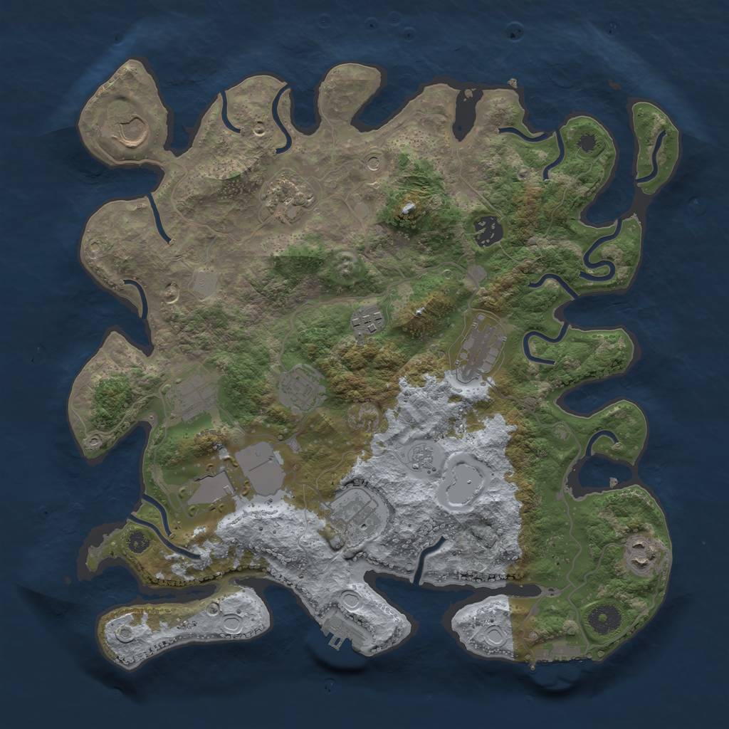 Rust Map: Procedural Map, Size: 3600, Seed: 23546726, 17 Monuments