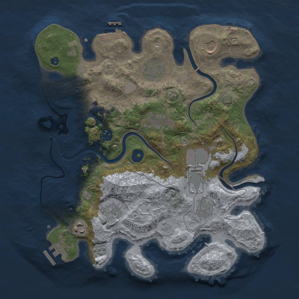 Rust Map: Procedural Map, Size: 3500, Seed: 106511900, 15 Monuments