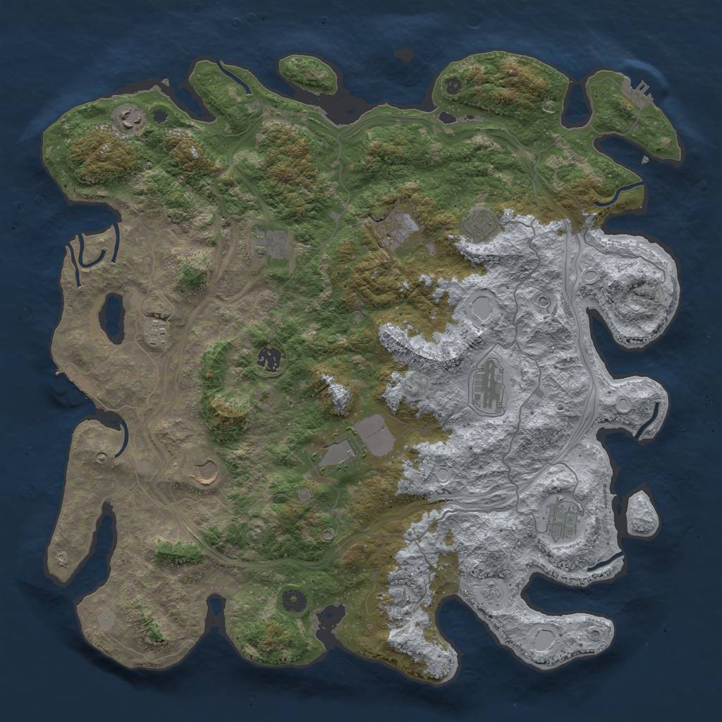 Rust Map: Procedural Map, Size: 4500, Seed: 2753976, 18 Monuments