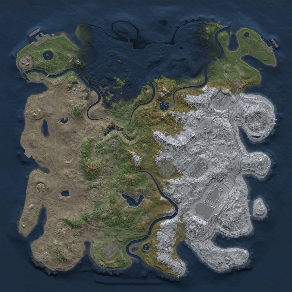 Rust Map: Procedural Map, Size: 4500, Seed: 2753976, 17 Monuments