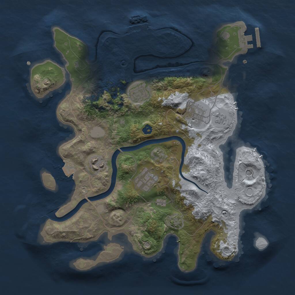 Rust Map: Procedural Map, Size: 3000, Seed: 281373431, 10 Monuments