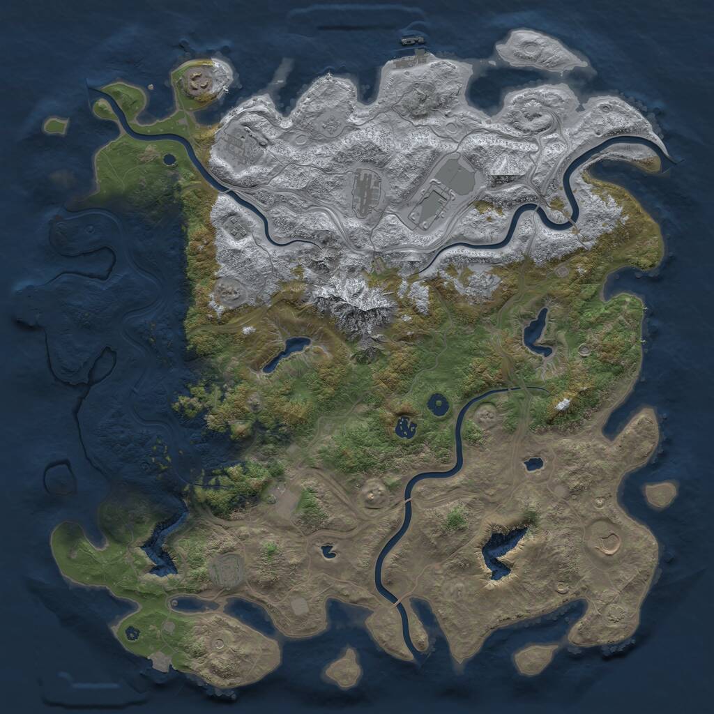 Rust Map: Procedural Map, Size: 5000, Seed: 28344754, 16 Monuments