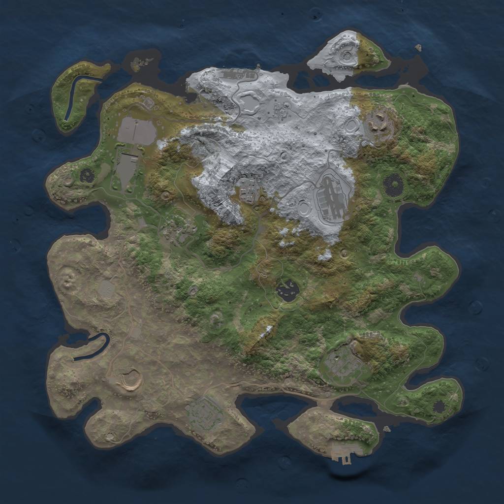 Rust Map: Procedural Map, Size: 3500, Seed: 848713843, 16 Monuments