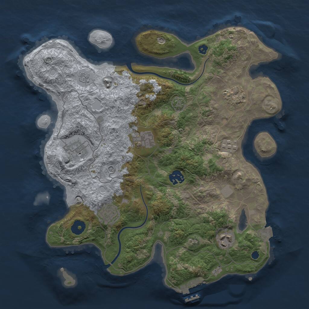 Rust Map: Procedural Map, Size: 3250, Seed: 659237212, 12 Monuments