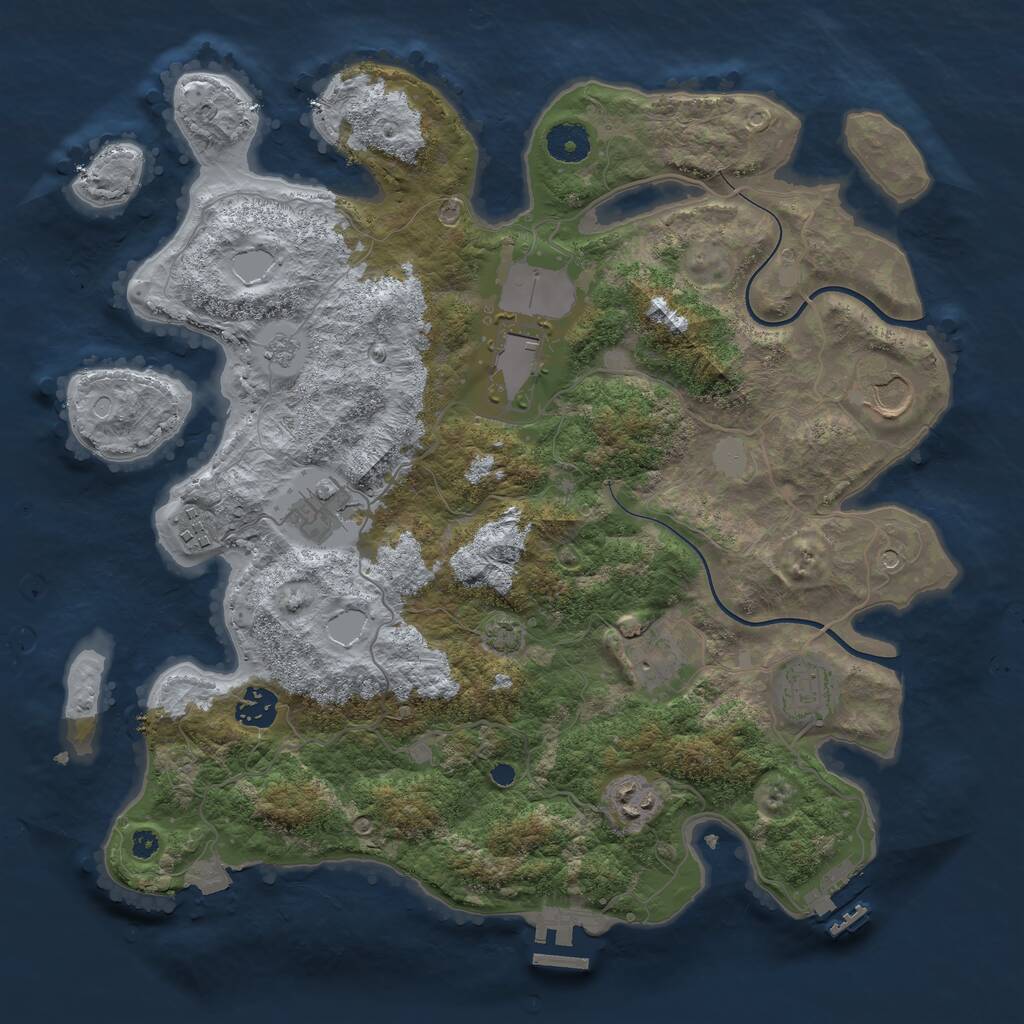 Rust Map: Procedural Map, Size: 3700, Seed: 20492458, 14 Monuments