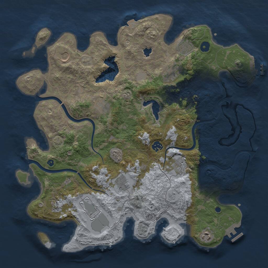 Rust Map: Procedural Map, Size: 4000, Seed: 990220, 17 Monuments
