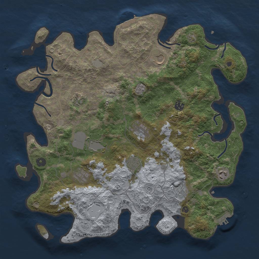 Rust Map: Procedural Map, Size: 4000, Seed: 990220, 17 Monuments