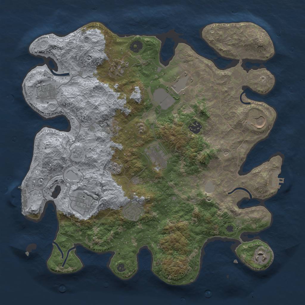 Rust Map: Procedural Map, Size: 3700, Seed: 195466443, 17 Monuments