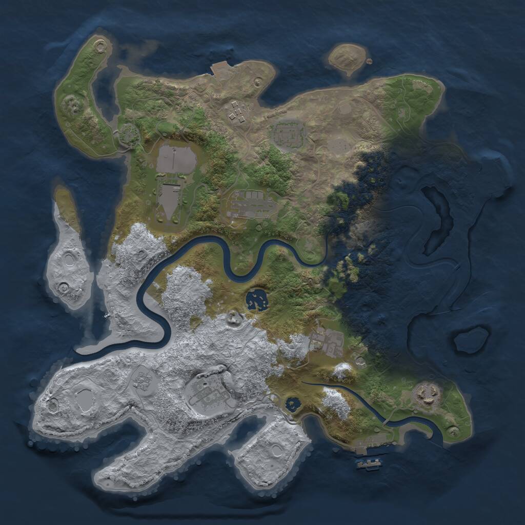 Rust Map: Procedural Map, Size: 3500, Seed: 10075181, 14 Monuments