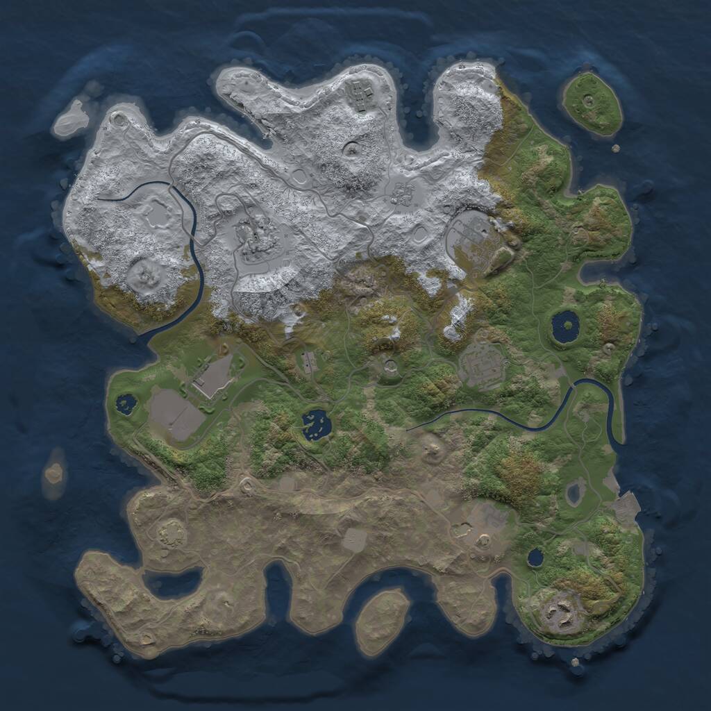 Rust Map: Procedural Map, Size: 3500, Seed: 339505360, 12 Monuments