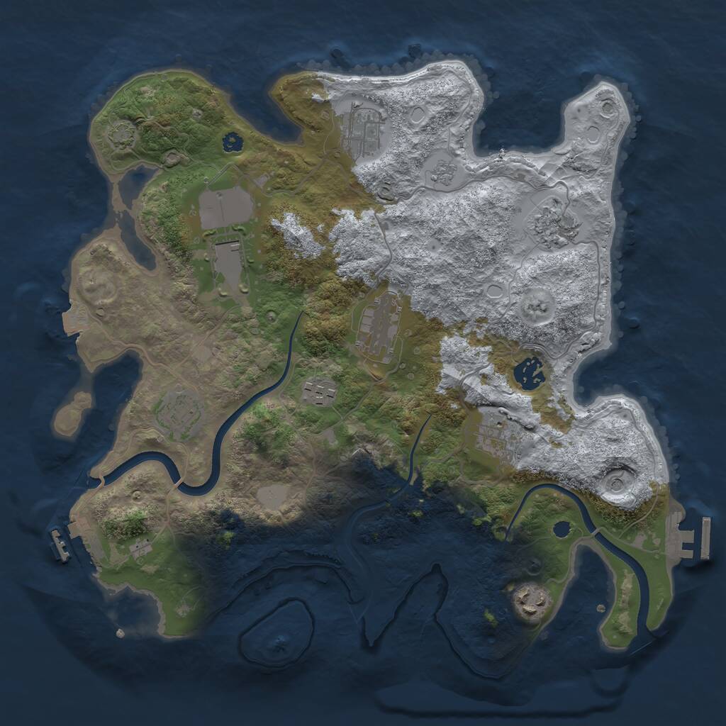 Rust Map: Procedural Map, Size: 3500, Seed: 27708536, 15 Monuments