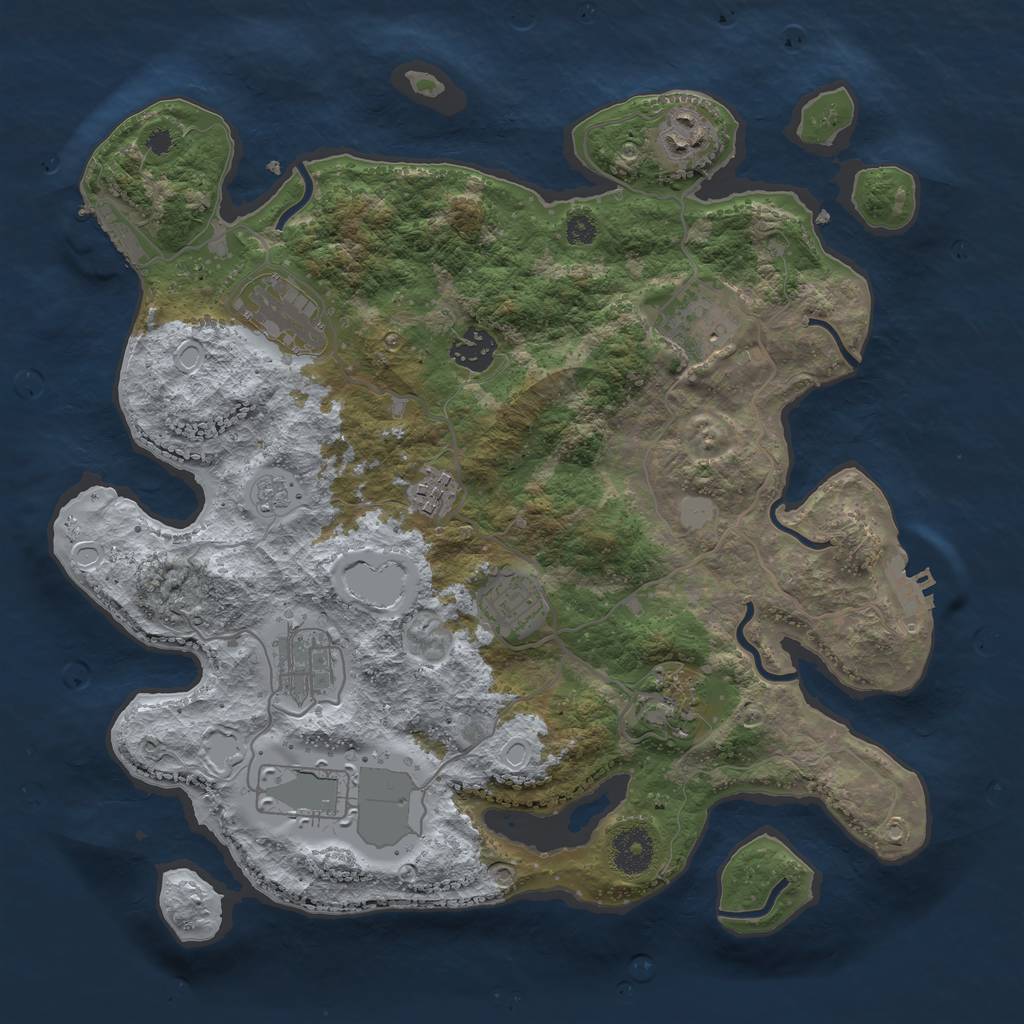 Rust Map: Procedural Map, Size: 3500, Seed: 1442285532, 15 Monuments