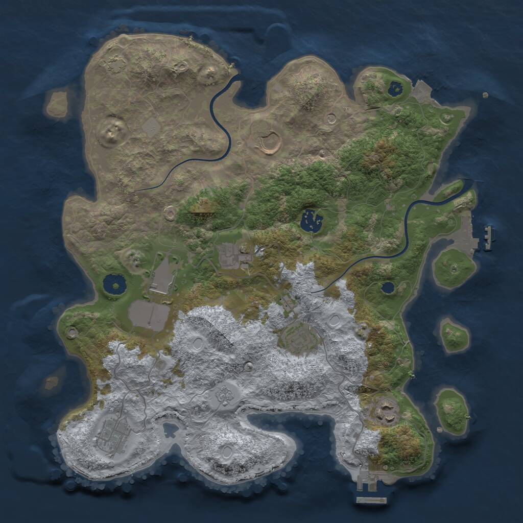 Rust Map: Procedural Map, Size: 3500, Seed: 22760910, 13 Monuments