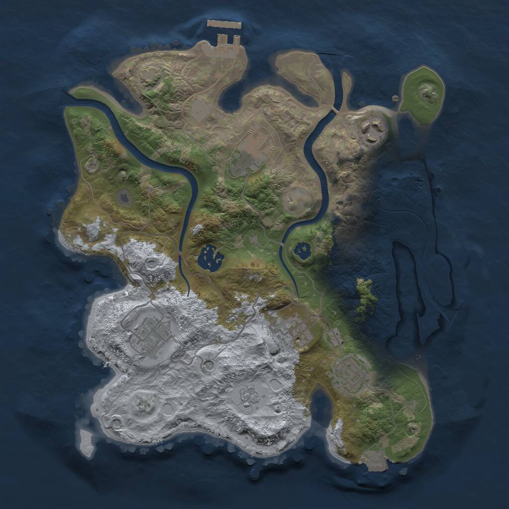 Rust Map: Procedural Map, Size: 3000, Seed: 1221184225, 11 Monuments