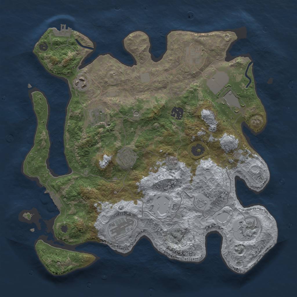 Rust Map: Procedural Map, Size: 3500, Seed: 450676103, 16 Monuments
