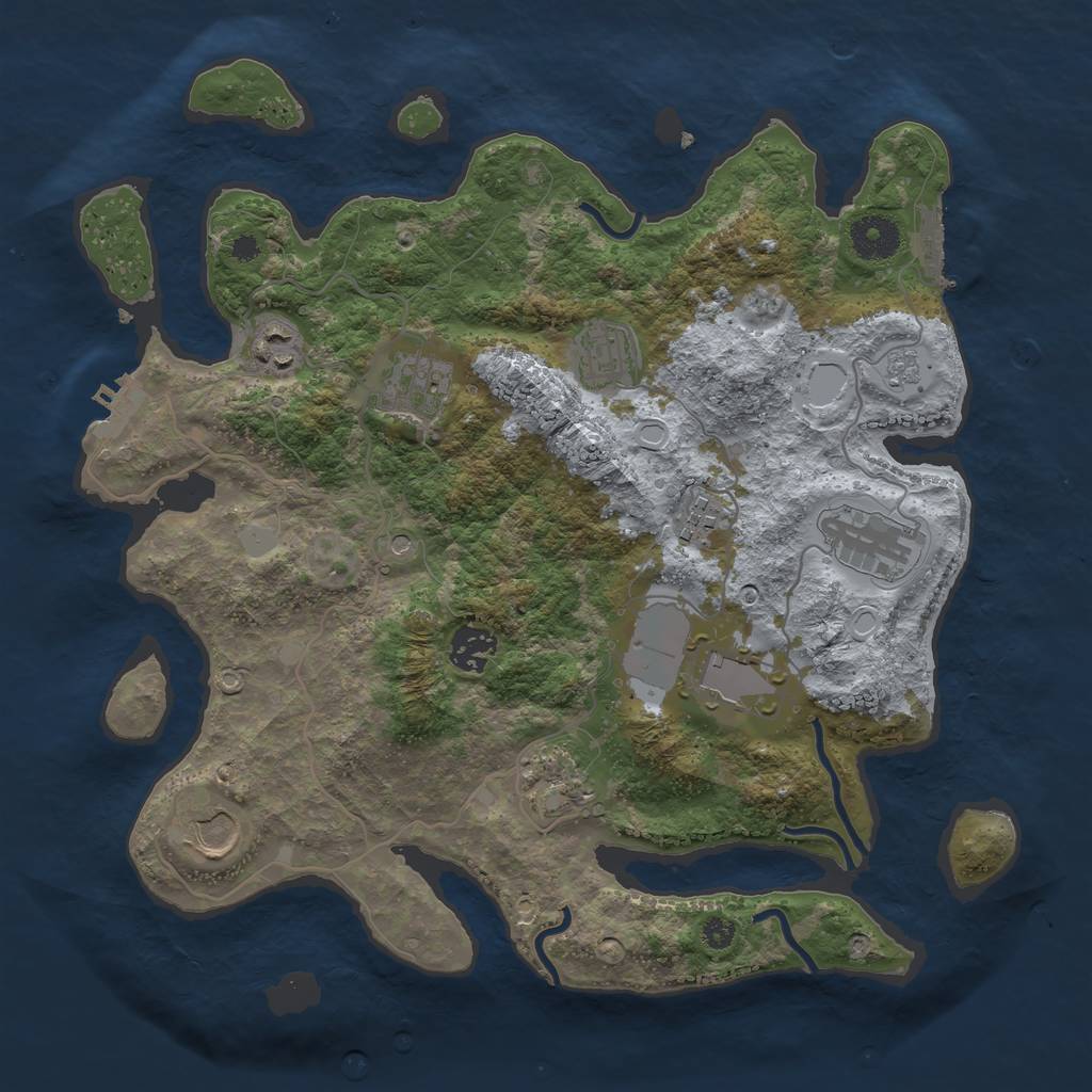 Rust Map: Procedural Map, Size: 3500, Seed: 29746513, 16 Monuments