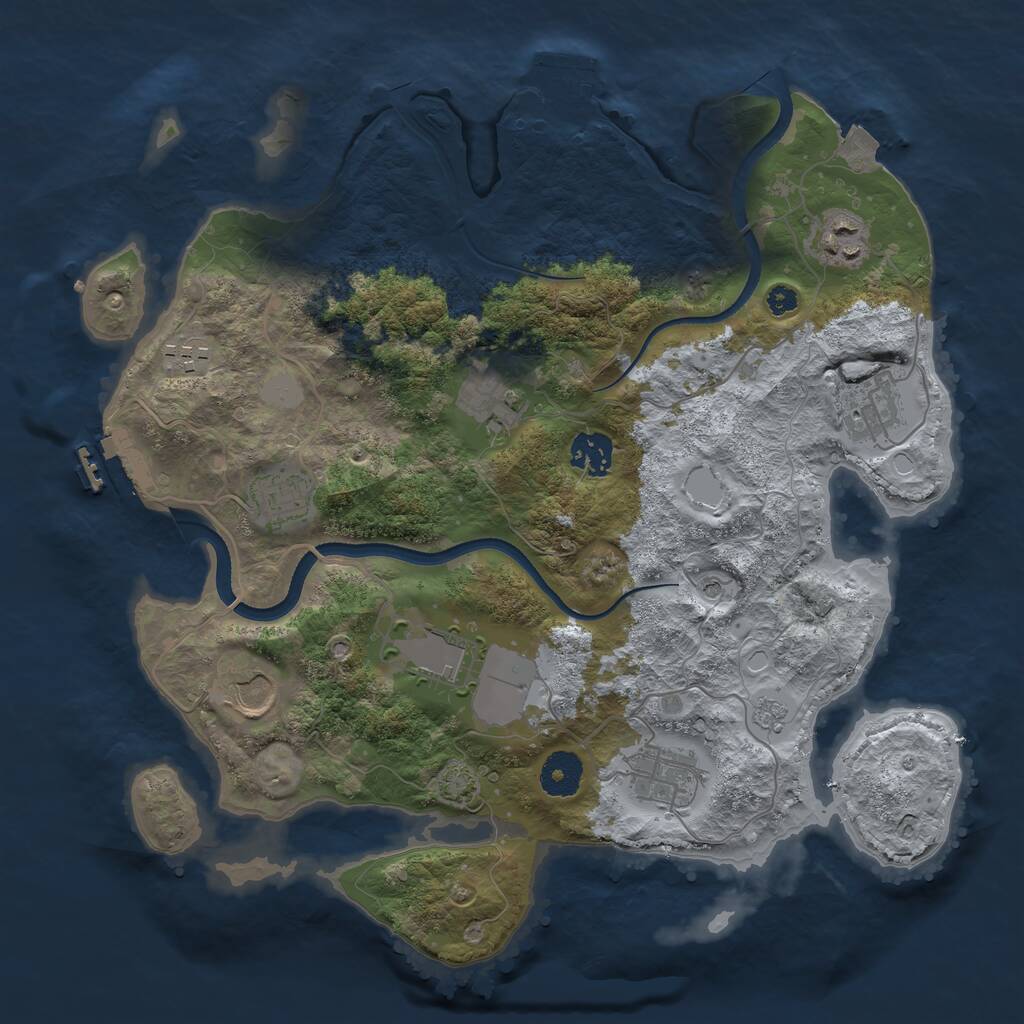 Rust Map: Procedural Map, Size: 3500, Seed: 96625833, 15 Monuments