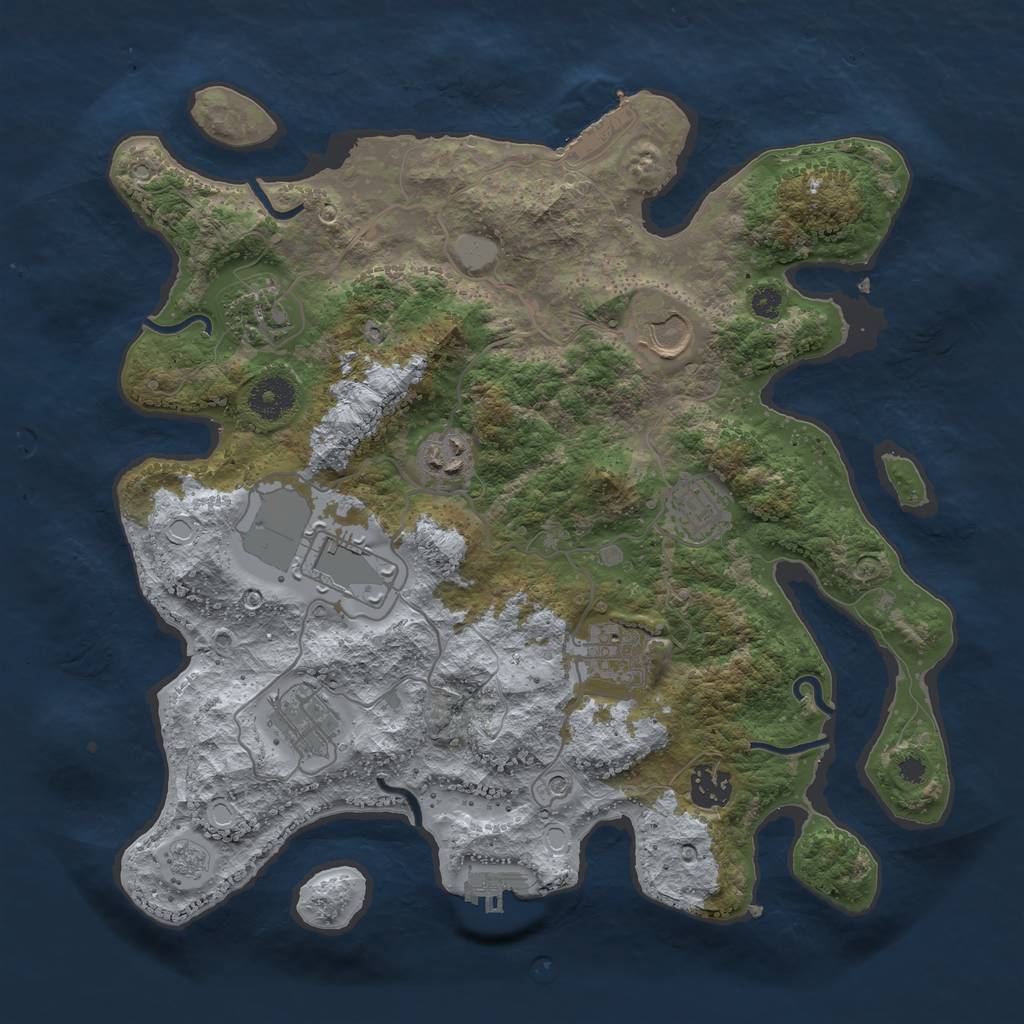 Rust Map: Procedural Map, Size: 3500, Seed: 1085752285, 15 Monuments