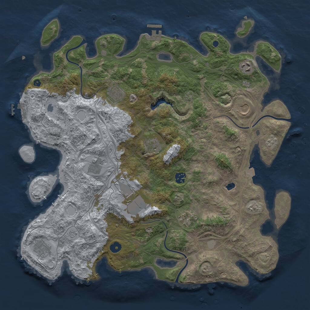 Rust Map: Procedural Map, Size: 4250, Seed: 704752416, 16 Monuments