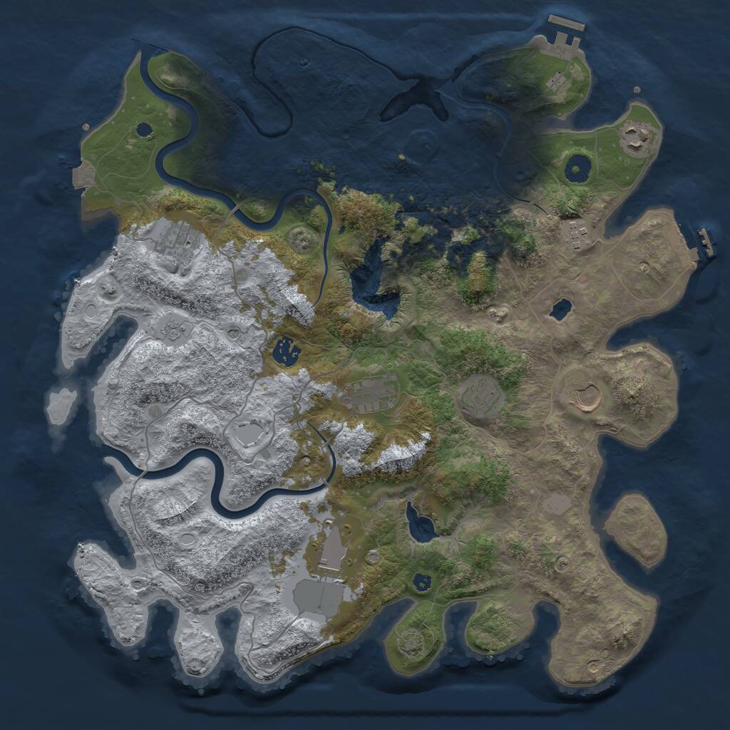 Rust Map: Procedural Map, Size: 4000, Seed: 997586073, 14 Monuments