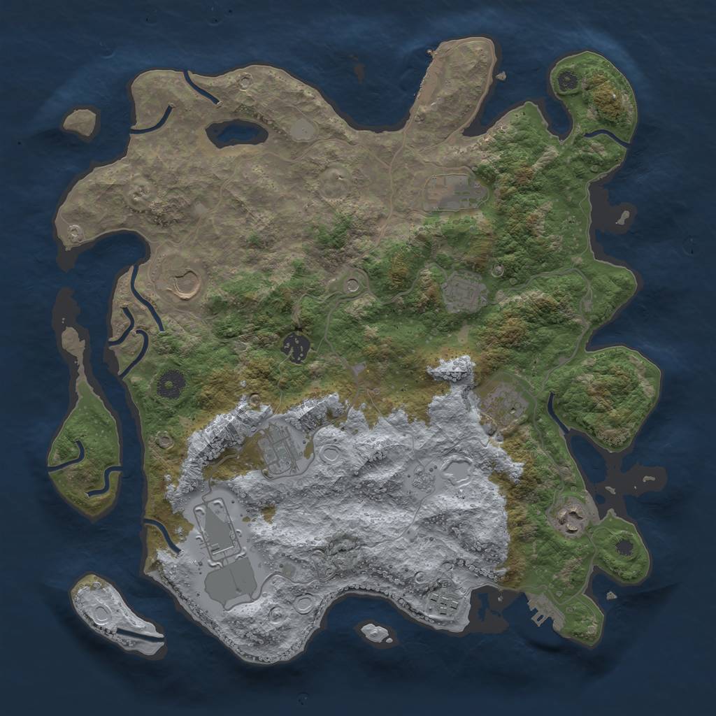 Rust Map: Procedural Map, Size: 3750, Seed: 65566, 16 Monuments