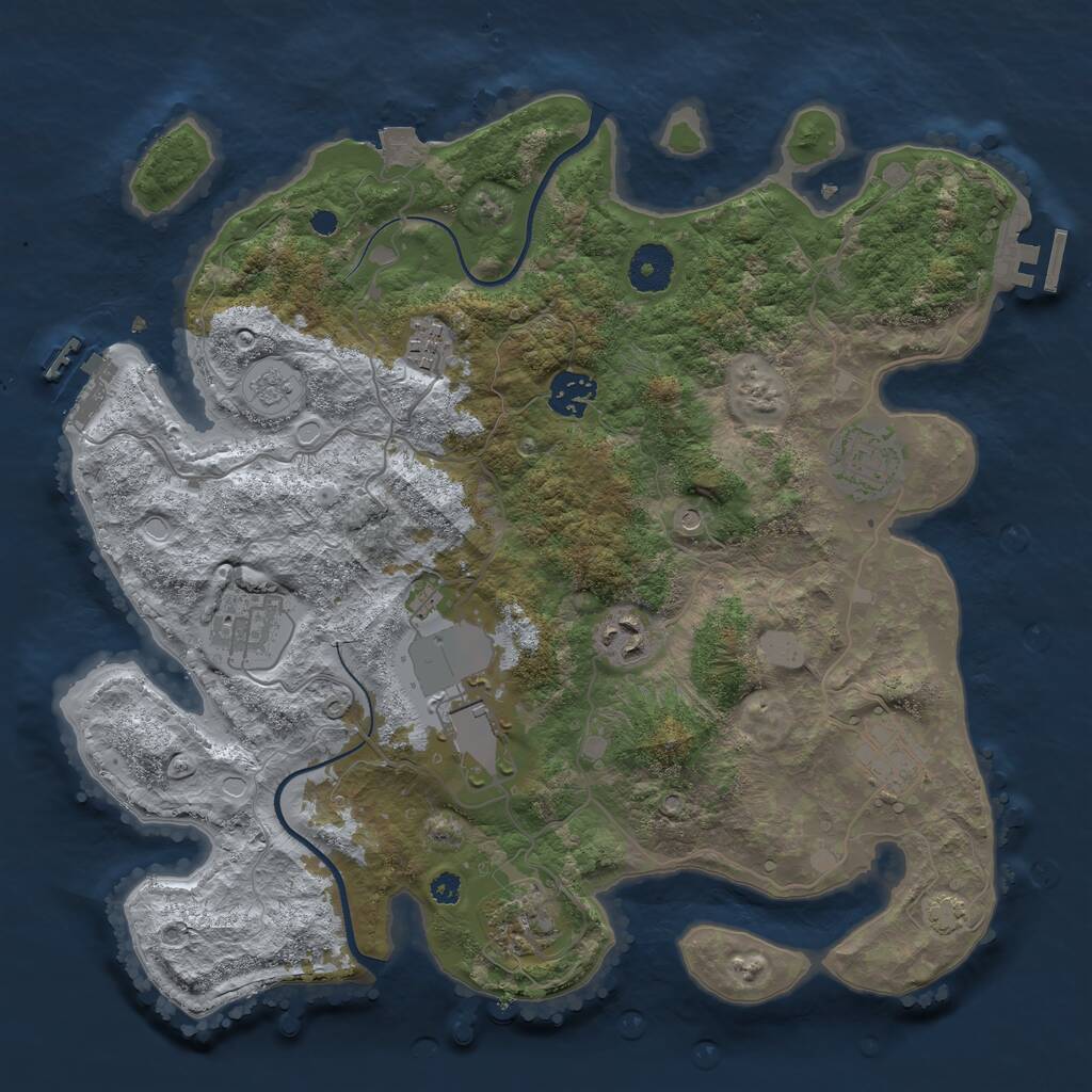 Rust Map: Procedural Map, Size: 3500, Seed: 799994806, 14 Monuments
