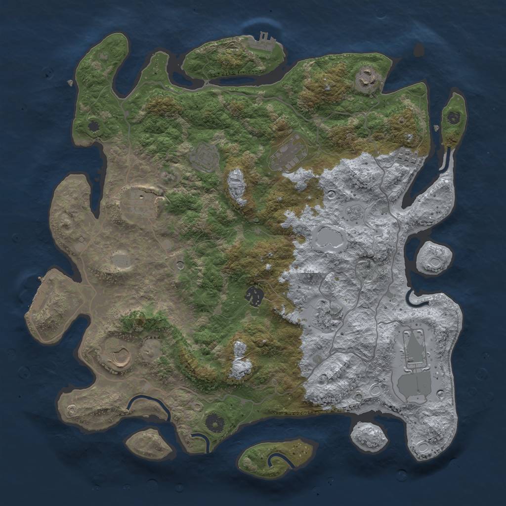 Rust Map: Procedural Map, Size: 4000, Seed: 500058125, 16 Monuments
