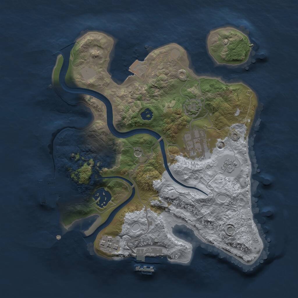 Rust Map: Procedural Map, Size: 2500, Seed: 4455, 9 Monuments