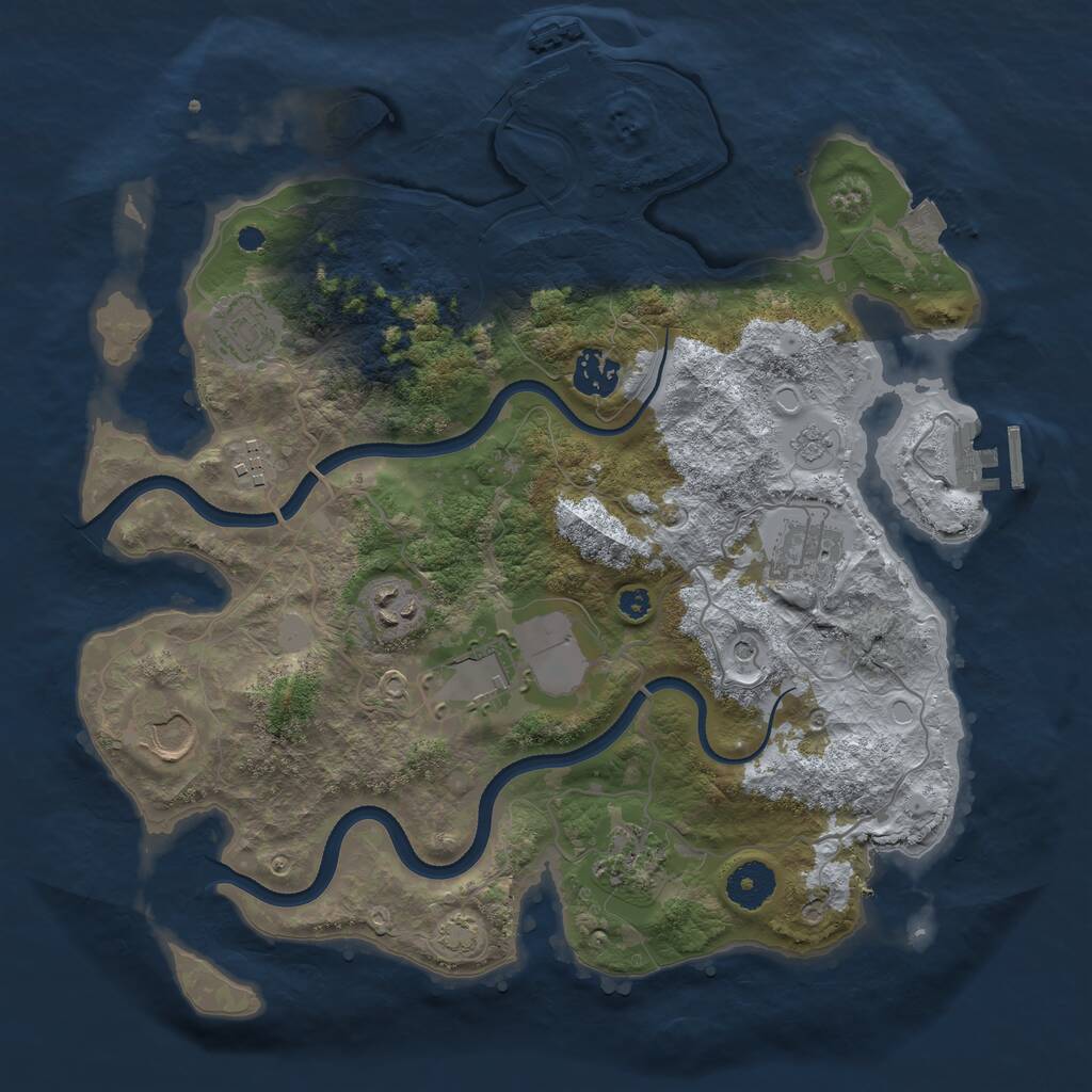 Rust Map: Procedural Map, Size: 3500, Seed: 15143681, 14 Monuments
