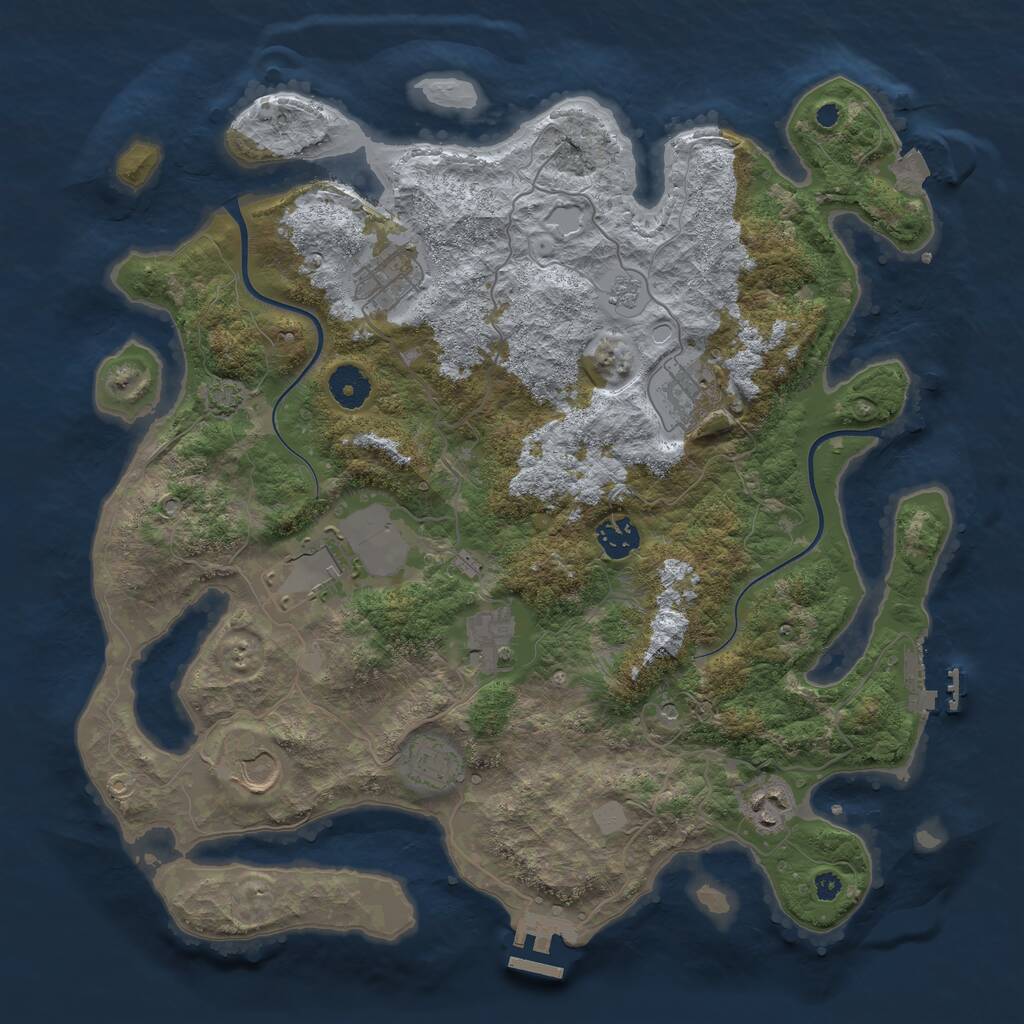 Rust Map: Procedural Map, Size: 3750, Seed: 1381979438, 14 Monuments