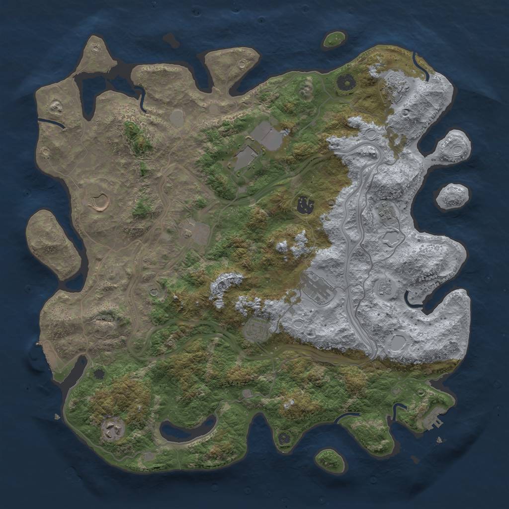 Rust Map: Procedural Map, Size: 4300, Seed: 55897, 16 Monuments