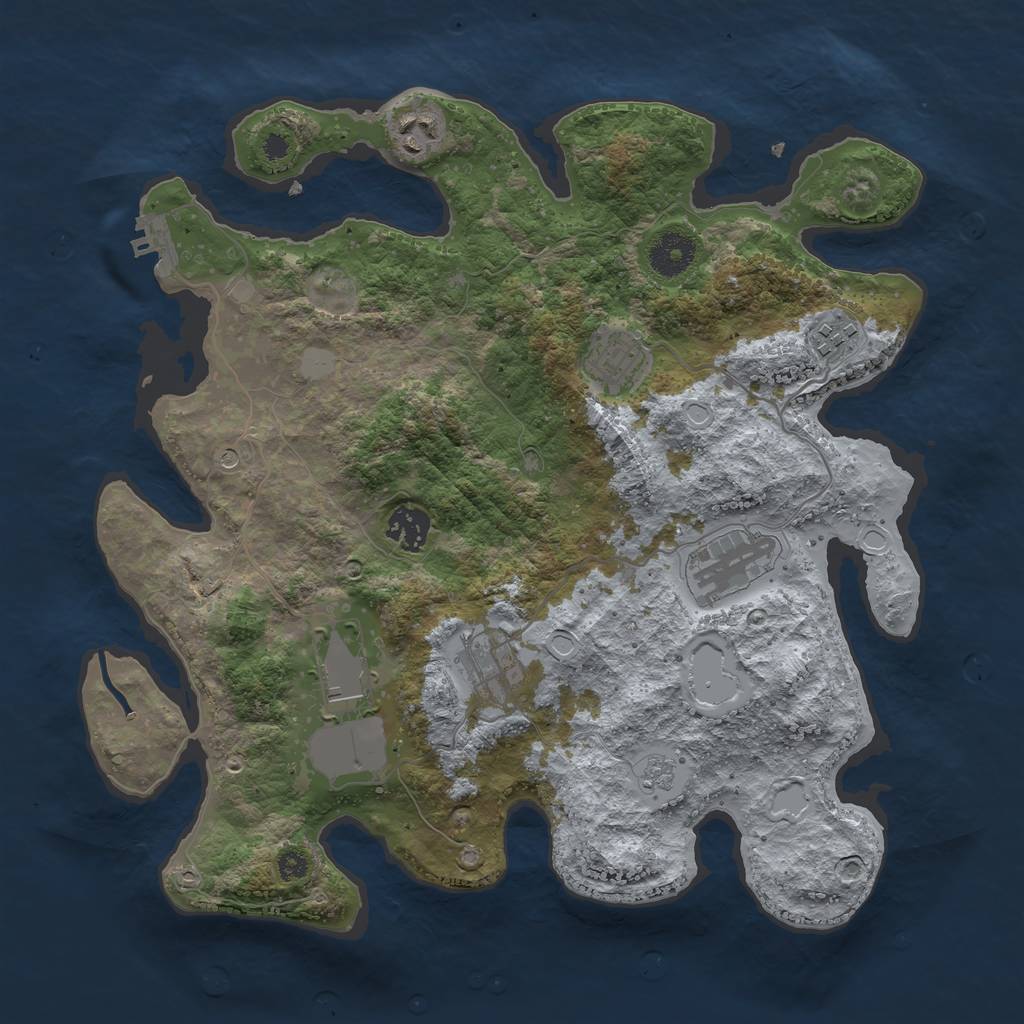 Rust Map: Procedural Map, Size: 3501, Seed: 712372, 13 Monuments