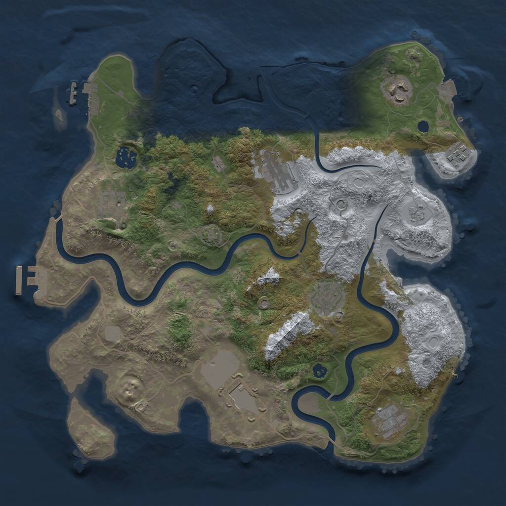 Rust Map: Procedural Map, Size: 3500, Seed: 991165496, 14 Monuments