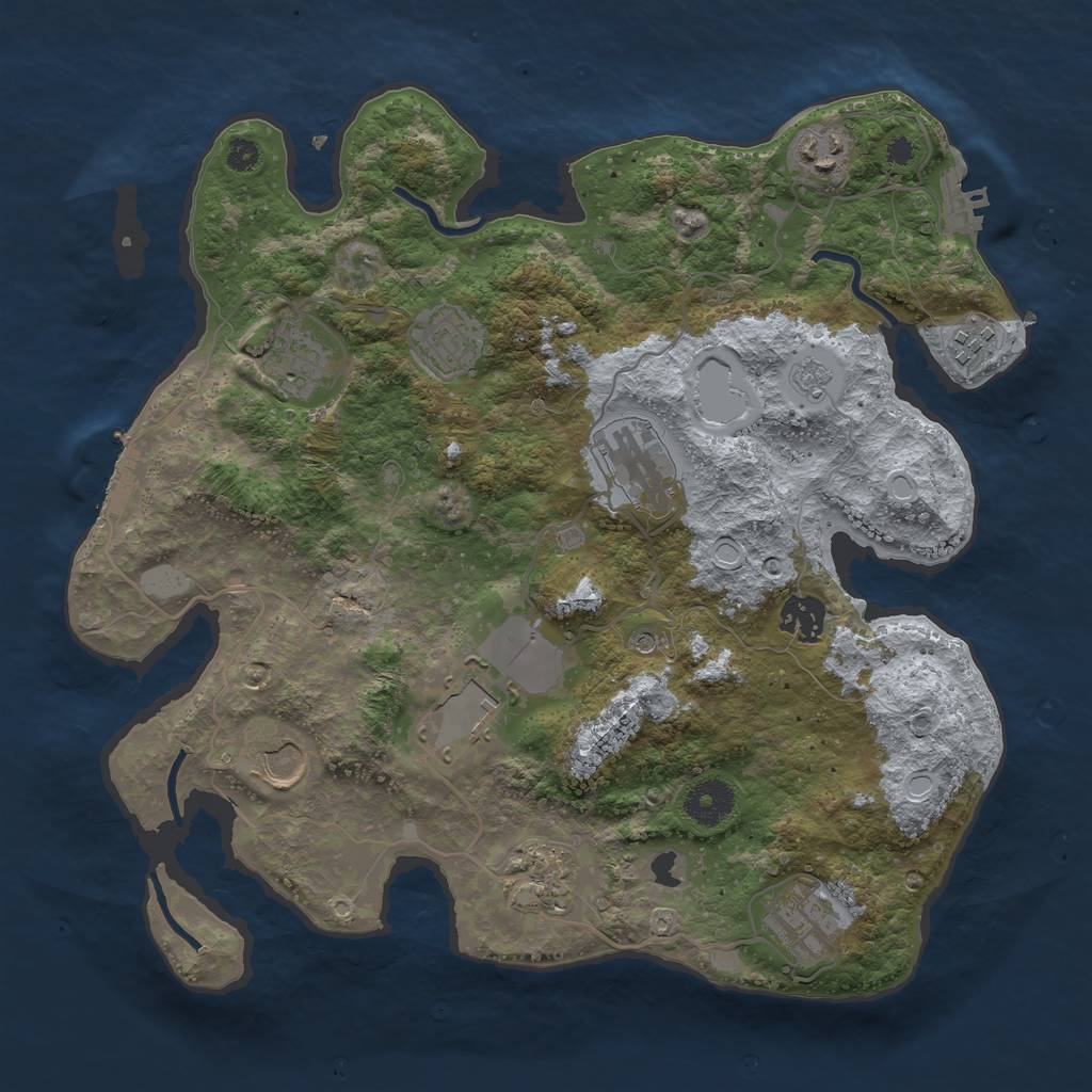 Rust Map: Procedural Map, Size: 3500, Seed: 991165496, 17 Monuments