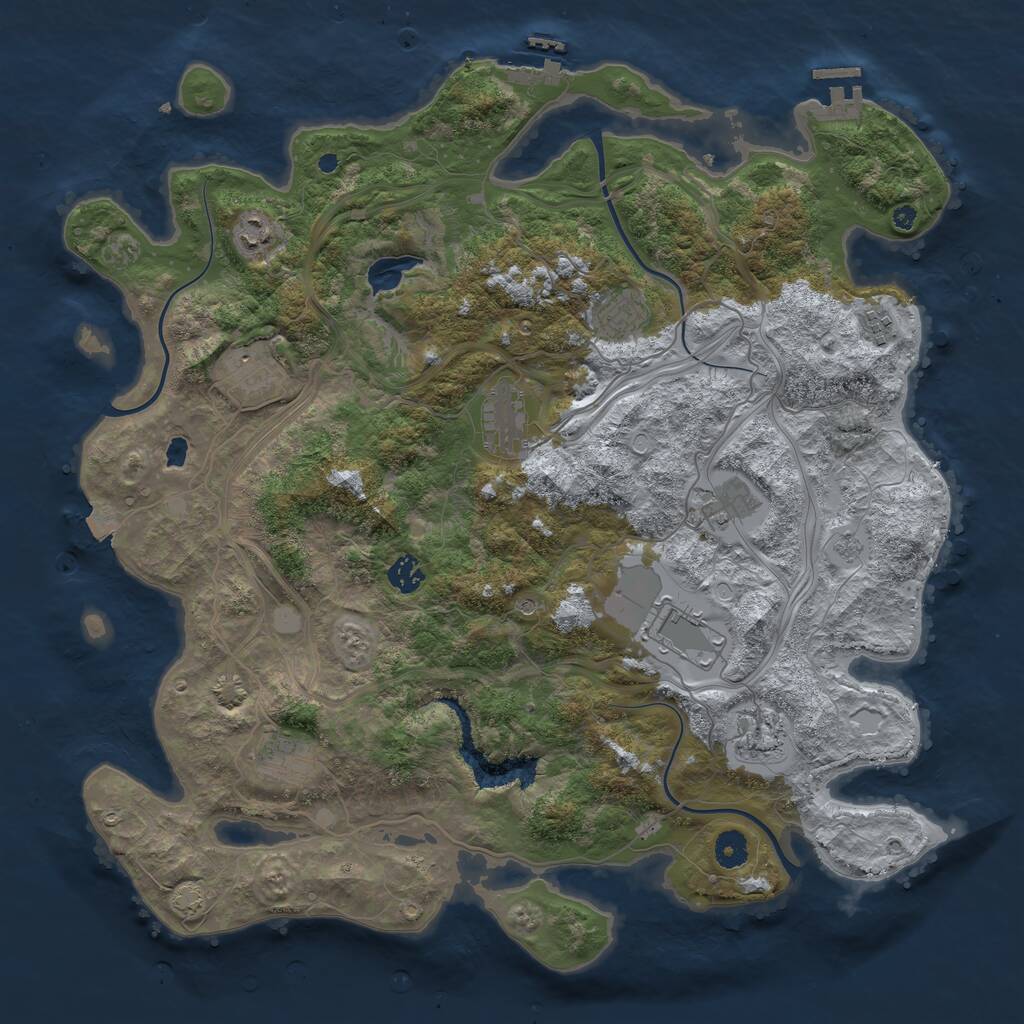 Rust Map: Procedural Map, Size: 4300, Seed: 49, 16 Monuments