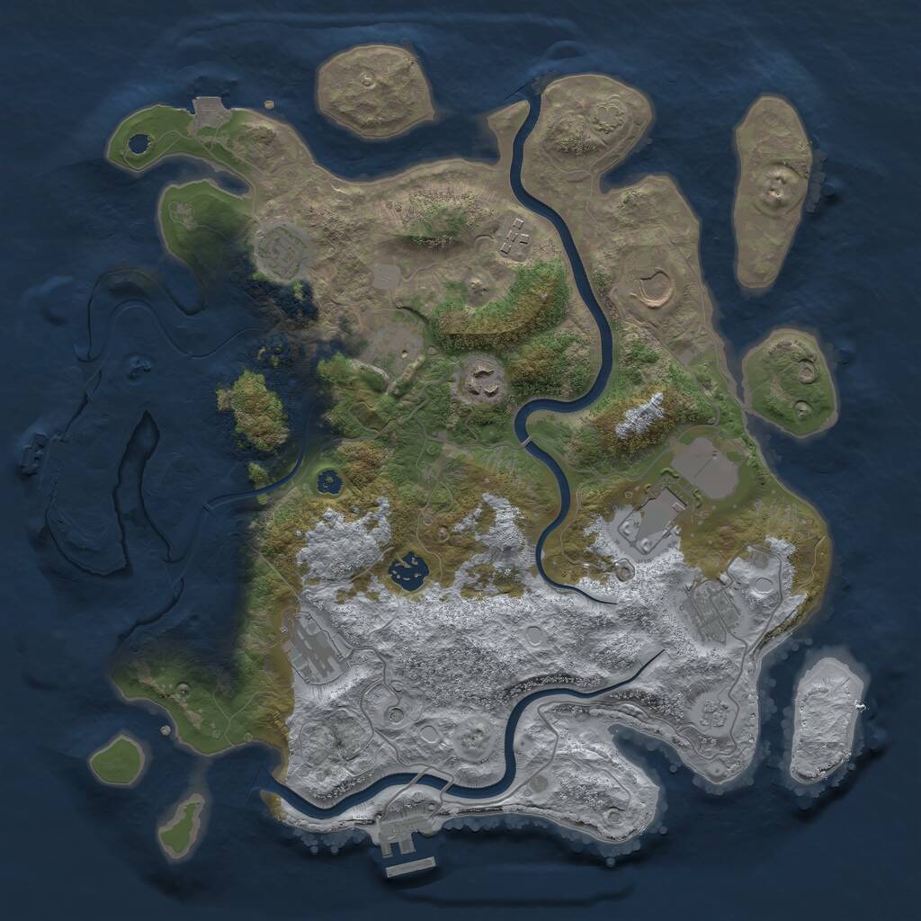 Rust Map: Procedural Map, Size: 3750, Seed: 10375392, 15 Monuments