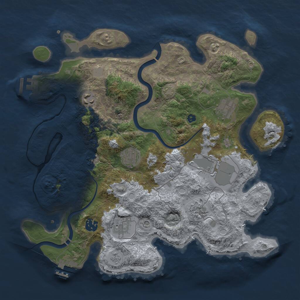Rust Map: Procedural Map, Size: 3500, Seed: 729668235, 14 Monuments