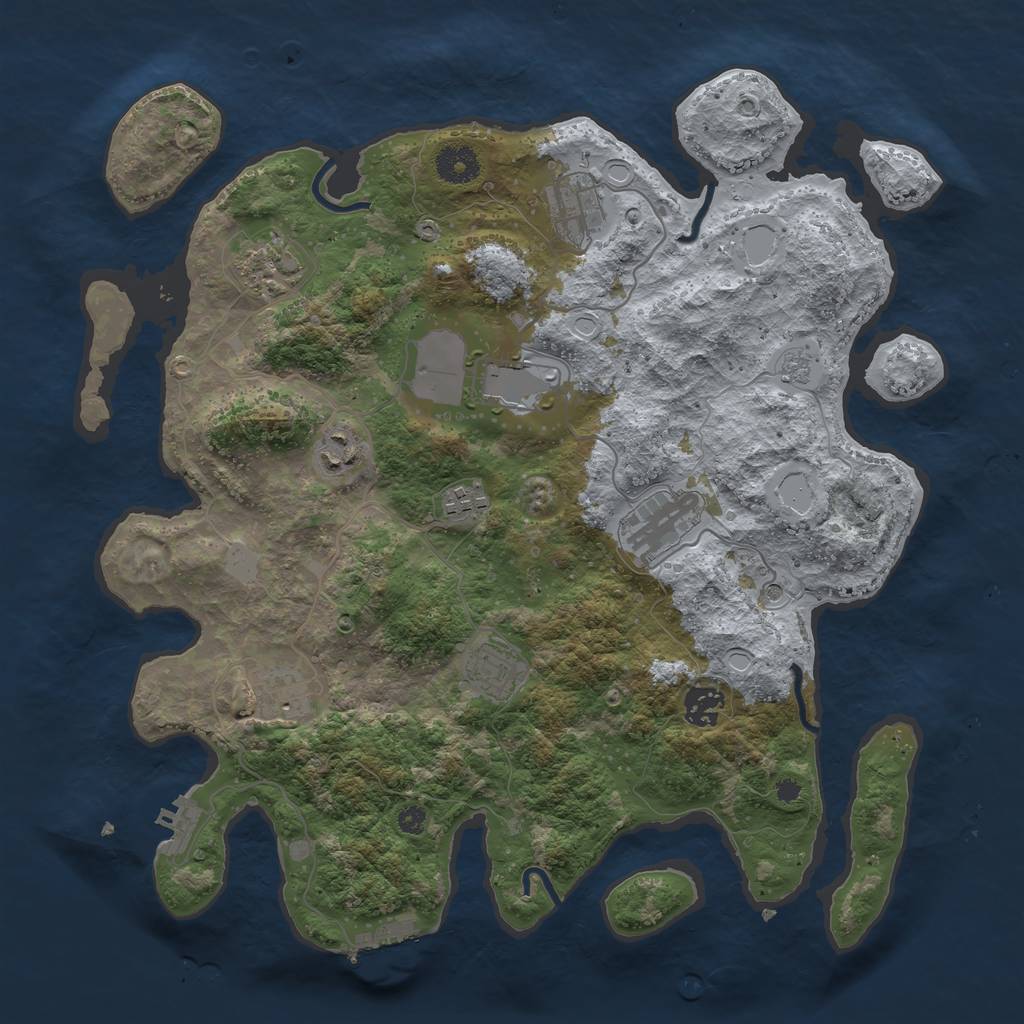 Rust Map: Procedural Map, Size: 3700, Seed: 192463441, 16 Monuments