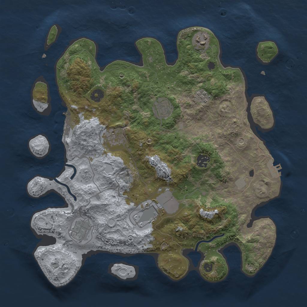 Rust Map: Procedural Map, Size: 3500, Seed: 1350066579, 14 Monuments