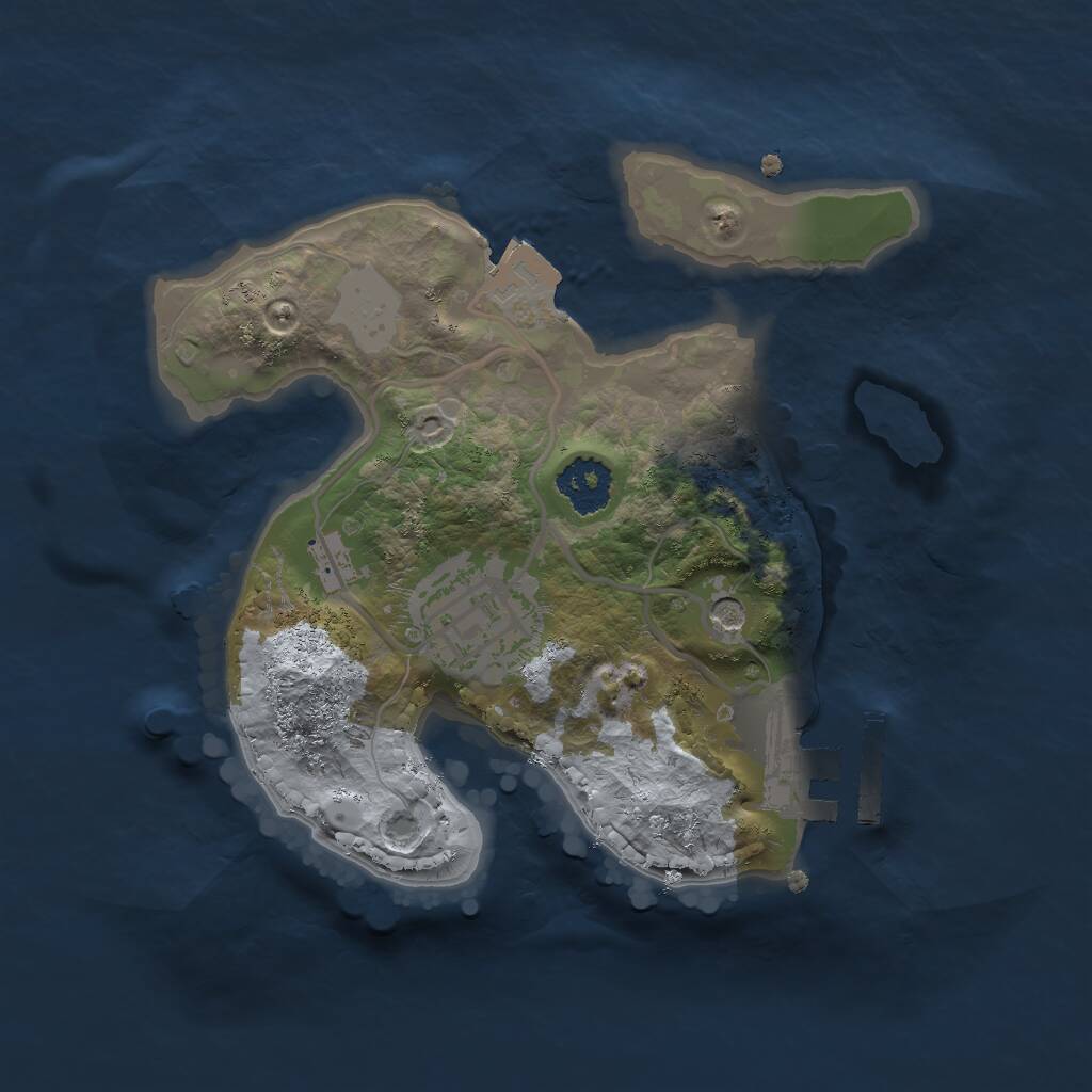 Rust Map: Procedural Map, Size: 2000, Seed: 14987, 4 Monuments