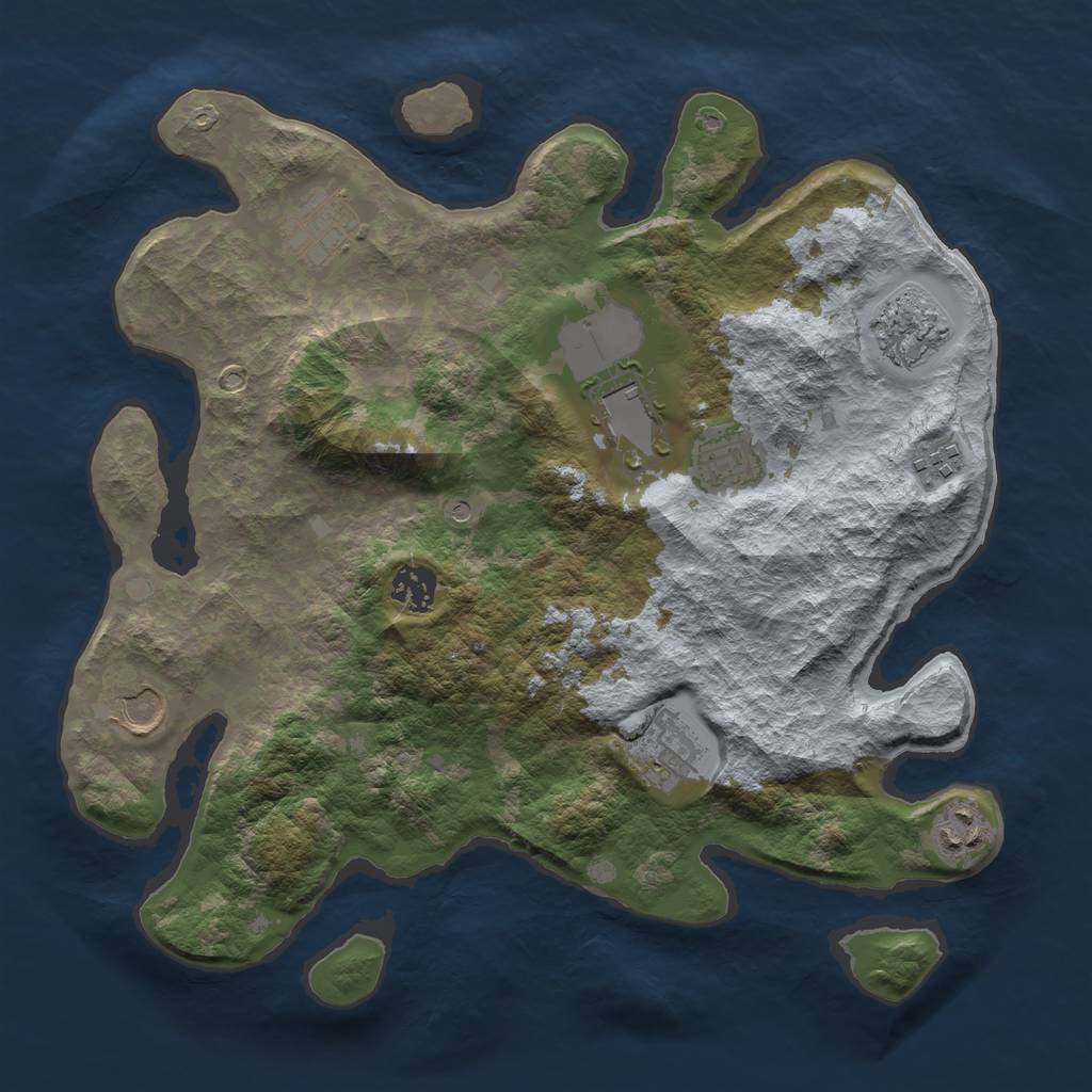 Rust Map: Barren, Size: 3500, Seed: 1359222376, 12 Monuments
