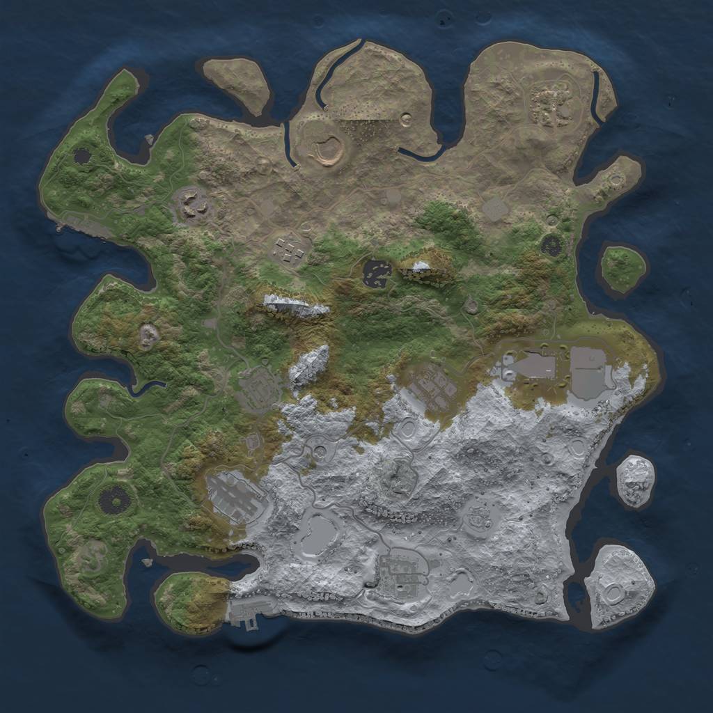 Rust Map: Procedural Map, Size: 3600, Seed: 266895, 17 Monuments