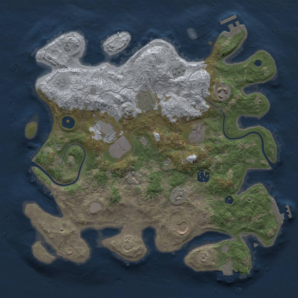Rust Map: Procedural Map, Size: 3500, Seed: 1268231650, 13 Monuments