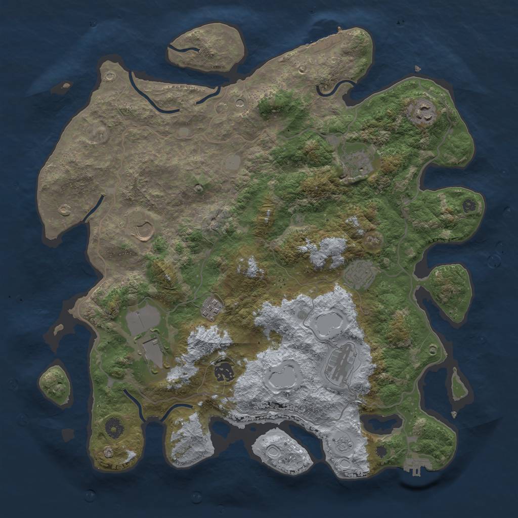 Rust Map: Procedural Map, Size: 4000, Seed: 7612, 15 Monuments